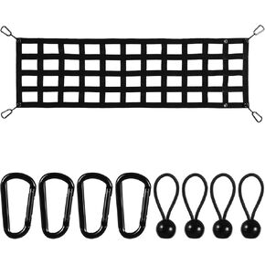 Tailgate Net for Pickup Truck Bed - 60'' x 18'' Heavy Duty Tailgate Cargo Netting with S-Hook Fittings for Full Size Truck - Automotive Tailgate Net Accessories for SUV Car Trailer