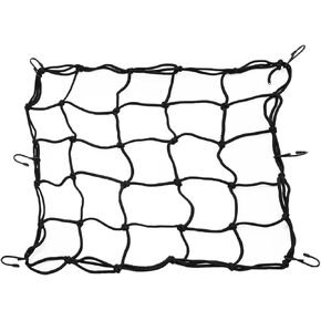 Motorcycle Cargo Net,15.7"x15.7" Bungee Cargo net Motorcycle with 6 Adjustable Metal Hooks, Heavy Duty Bungee Net, Luggage Thicken Netting for Motorcycle, ATV,Bike (Black)