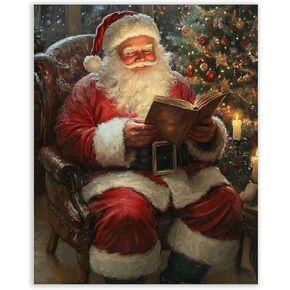 FOTRIC Santa Claus Canvas Wall Decor Santa Claus Picture Santa Claus Reading Poster Canvas Poster Christmas Wall Art Christmas Print canvas painting of santa claus Unframed16*20inch