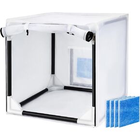 Airbrush Paint Spray Booth,with Filter & Curtain 15 inch Portable Spray Paint Booth Tool, Tool for DIY Projects, White