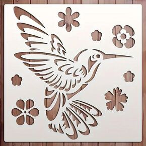 Hummingbird Bird Flower Wall Stencils Template Reusable Spray PaintStencils for Craft Painting On Wood Craft Canvas Walls Wood Furniture Decorations DIY Scrapbooking