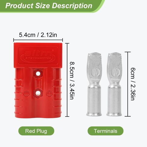 Dent-de-lion 350A Battery Connector AWG 2/0 Quick Connect Battery Modular Power Connectors Quick Disconnect (Red, 2 PCS) in Saudi Arabia
