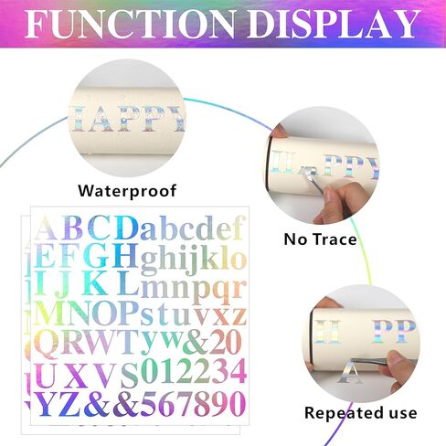 Bobobag 2580 Pieces 10 Sheets Gold Letter Stickers,Waterproof Self Adhesive Number Alphabet Stickers, Sticky Letters for Gift Wrapping, Classroom Decor, DIY Crafts Art Making in Kuwait