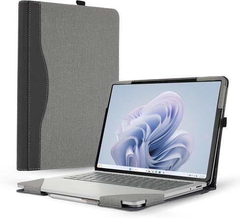 Laptop Case for Surface Laptop Studio 2(2023) / Laptop Studio(2022),All-Inclusive Anti-Fall Protective Shell 14.4 inch PU Leather Inner Bag Protective Cover (14.4in Studio, Cotton Linen Light Gray) in Saudi Arabia