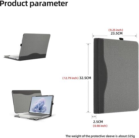 Laptop Case for Surface Laptop Studio 2(2023) / Laptop Studio(2022),All-Inclusive Anti-Fall Protective Shell 14.4 inch PU Leather Inner Bag Protective Cover (14.4in Studio, Cotton Linen Light Gray) in Saudi Arabia