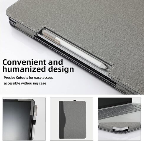 Laptop Case for Surface Laptop Studio 2(2023) / Laptop Studio(2022),All-Inclusive Anti-Fall Protective Shell 14.4 inch PU Leather Inner Bag Protective Cover (14.4in Studio, Cotton Linen Light Gray) in Saudi Arabia