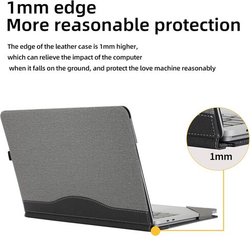 Laptop Case for Surface Laptop Studio 2(2023) / Laptop Studio(2022),All-Inclusive Anti-Fall Protective Shell 14.4 inch PU Leather Inner Bag Protective Cover (14.4in Studio, Cotton Linen Light Gray) in Saudi Arabia