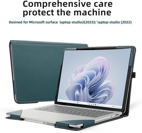 حقيبة كمبيوتر محمول لجهاز Surface Laptop Studio 2 (2023) / Laptop Studio (2022)، غلاف حماية شامل مضاد للسقوط مقاس 14.4 بوصة من جلد البولي يوريثان غطاء حماية داخلي للحقيبة (استوديو 14.4 بوصة، قطن كتان رمادي فاتح) in Kuwait