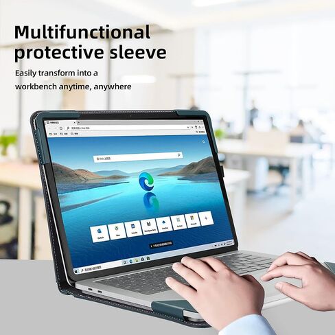 حقيبة كمبيوتر محمول لجهاز Surface Laptop Studio 2 (2023) / Laptop Studio (2022)، غلاف حماية شامل مضاد للسقوط مقاس 14.4 بوصة من جلد البولي يوريثان غطاء حماية داخلي للحقيبة (استوديو 14.4 بوصة، قطن كتان رمادي فاتح) in Kuwait
