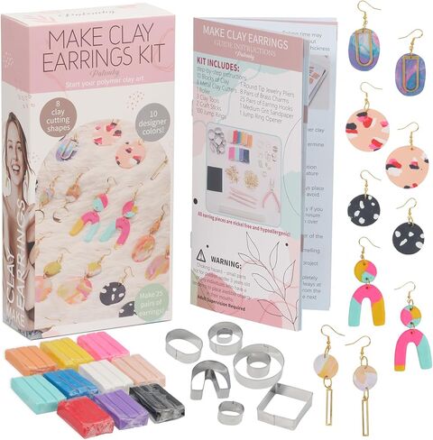 Patemby 184Pcs Polymer Clay Earring Making Kit for Art Craft Gift Teen Girls and Adults, Ages 12+ DIY Polymer Clay Earring Jewelry Craft Making Set in Saudi Arabia
