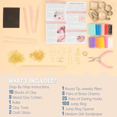 Patemby 184Pcs Polymer Clay Earring Making Kit for Art Craft Gift Teen Girls and Adults, Ages 12+ DIY Polymer Clay Earring Jewelry Craft Making Set in Saudi Arabia