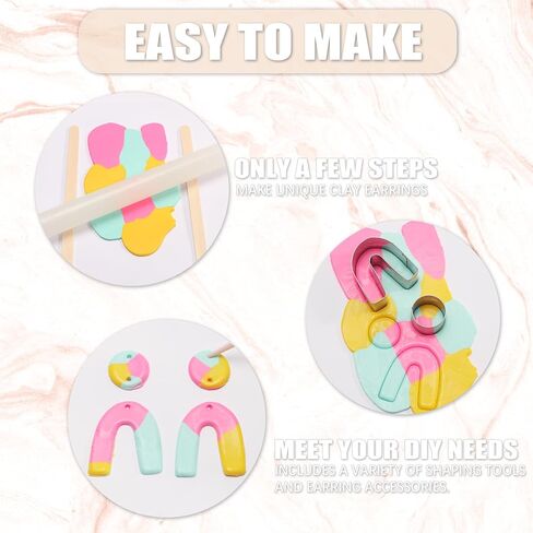 Patemby 184Pcs Polymer Clay Earring Making Kit for Art Craft Gift Teen Girls and Adults, Ages 12+ DIY Polymer Clay Earring Jewelry Craft Making Set in Saudi Arabia