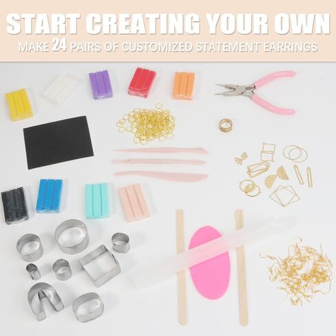 Patemby 184Pcs Polymer Clay Earring Making Kit for Art Craft Gift Teen Girls and Adults, Ages 12+ DIY Polymer Clay Earring Jewelry Craft Making Set in Saudi Arabia