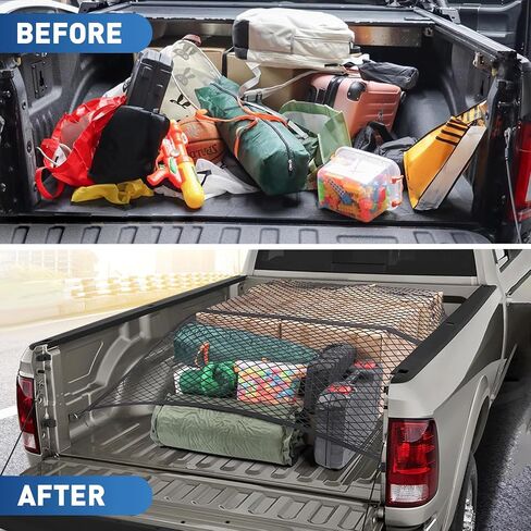 Cargo Net for Pickup Truck Bed, Highly Elastic Stretchable Truck Cargo Net Suitable for Daily Light Loads of Trucks, SUV, 4'x4' Stretches to 8' x 8' in Saudi Arabia