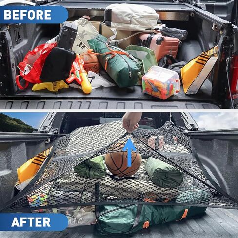 Cargo Net for Pickup Truck Bed, Highly Elastic Stretchable Truck Cargo Net Suitable for Daily Light Loads of Trucks, SUV, 4'x4' Stretches to 8' x 8' in Saudi Arabia
