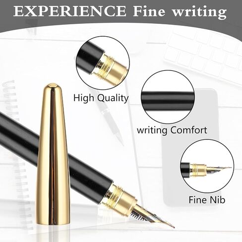 قلم حبر خشبي Amaxiu، مصنوع يدويًا بقطر 0.5 مم، مجموعة أقلام خط خشبية عتيقة مع 10 خراطيش حبر مقاس 2.6 مم، كتابة سلسة لهدية مكتب الخط في المجلات (أ) in Kuwait