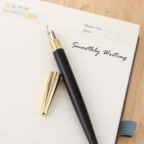 قلم حبر خشبي Amaxiu، مصنوع يدويًا بقطر 0.5 مم، مجموعة أقلام خط خشبية عتيقة مع 10 خراطيش حبر مقاس 2.6 مم، كتابة سلسة لهدية مكتب الخط في المجلات (أ) in Kuwait