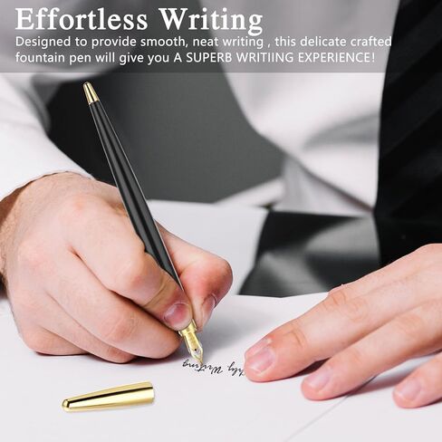 قلم حبر خشبي Amaxiu، مصنوع يدويًا بقطر 0.5 مم، مجموعة أقلام خط خشبية عتيقة مع 10 خراطيش حبر مقاس 2.6 مم، كتابة سلسة لهدية مكتب الخط في المجلات (أ) in Kuwait