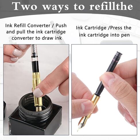 قلم حبر خشبي Amaxiu، مصنوع يدويًا بقطر 0.5 مم، مجموعة أقلام خط خشبية عتيقة مع 10 خراطيش حبر مقاس 2.6 مم، كتابة سلسة لهدية مكتب الخط في المجلات (أ) in Kuwait