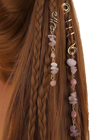 FRDTLUTHW Colored Natural Stone Pendant Hair Jewelry for Braids, Crystal Dreadlock Accessories for Women(pack of 6) in Kuwait