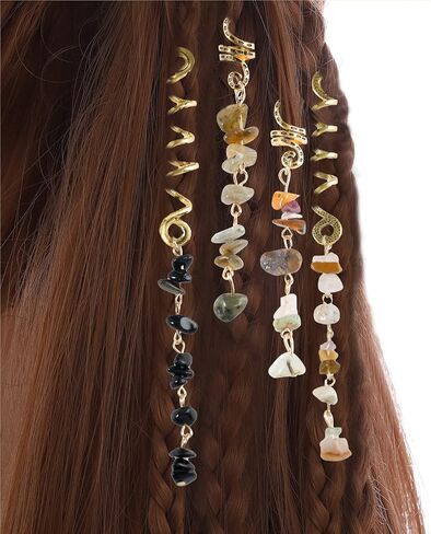 FRDTLUTHW Colored Natural Stone Pendant Hair Jewelry for Braids, Crystal Dreadlock Accessories for Women(pack of 6) in Kuwait