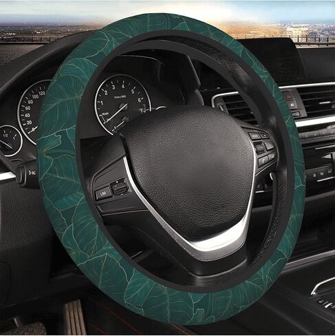 Dark Green Palm Steering Wheel Cover Accessories Non-Slip Breathable Easy to Install Neoprene Cover Suitable for Women Men Girls for Car SUV Truck Universal 14.5-15.5 Inch in Saudi Arabia