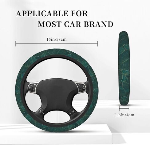 Dark Green Palm Steering Wheel Cover Accessories Non-Slip Breathable Easy to Install Neoprene Cover Suitable for Women Men Girls for Car SUV Truck Universal 14.5-15.5 Inch in Saudi Arabia