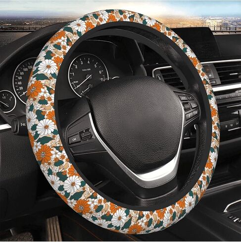 Dark Green Palm Steering Wheel Cover Accessories Non-Slip Breathable Easy to Install Neoprene Cover Suitable for Women Men Girls for Car SUV Truck Universal 14.5-15.5 Inch in Saudi Arabia