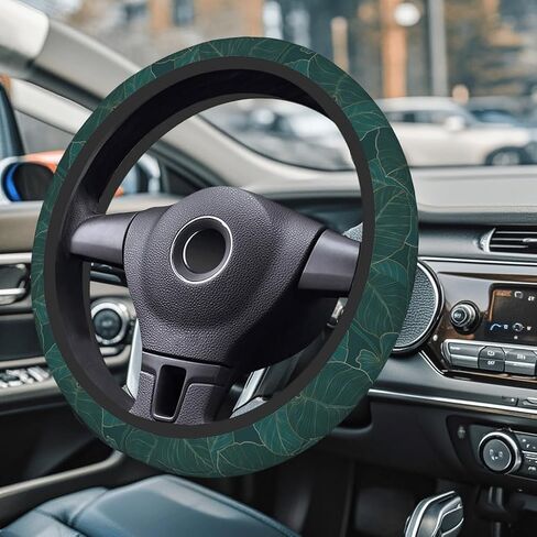 Dark Green Palm Steering Wheel Cover Accessories Non-Slip Breathable Easy to Install Neoprene Cover Suitable for Women Men Girls for Car SUV Truck Universal 14.5-15.5 Inch in Saudi Arabia