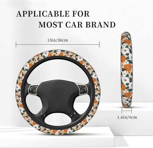 Dark Green Palm Steering Wheel Cover Accessories Non-Slip Breathable Easy to Install Neoprene Cover Suitable for Women Men Girls for Car SUV Truck Universal 14.5-15.5 Inch in Saudi Arabia