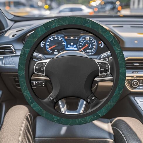 Dark Green Palm Steering Wheel Cover Accessories Non-Slip Breathable Easy to Install Neoprene Cover Suitable for Women Men Girls for Car SUV Truck Universal 14.5-15.5 Inch in Saudi Arabia