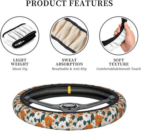 Dark Green Palm Steering Wheel Cover Accessories Non-Slip Breathable Easy to Install Neoprene Cover Suitable for Women Men Girls for Car SUV Truck Universal 14.5-15.5 Inch in Saudi Arabia