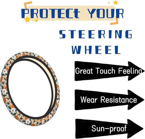 Dark Green Palm Steering Wheel Cover Accessories Non-Slip Breathable Easy to Install Neoprene Cover Suitable for Women Men Girls for Car SUV Truck Universal 14.5-15.5 Inch in Saudi Arabia