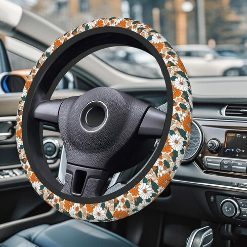Dark Green Palm Steering Wheel Cover Accessories Non-Slip Breathable Easy to Install Neoprene Cover Suitable for Women Men Girls for Car SUV Truck Universal 14.5-15.5 Inch in Saudi Arabia