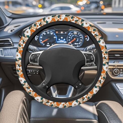 Dark Green Palm Steering Wheel Cover Accessories Non-Slip Breathable Easy to Install Neoprene Cover Suitable for Women Men Girls for Car SUV Truck Universal 14.5-15.5 Inch in Saudi Arabia