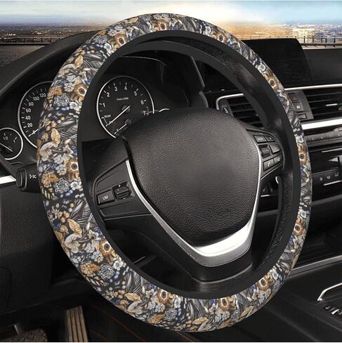 Dark Green Palm Steering Wheel Cover Accessories Non-Slip Breathable Easy to Install Neoprene Cover Suitable for Women Men Girls for Car SUV Truck Universal 14.5-15.5 Inch in Saudi Arabia
