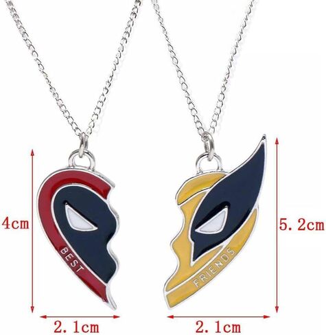 2Pcs Best Friend Necklace Half Heart Pendant Friendship Necklace for Women Men Stainless Steels Heroes Cartoon Patterns as BFF Necklace Friendship Jewelry for Couples or Fans Gifts in Saudi Arabia
