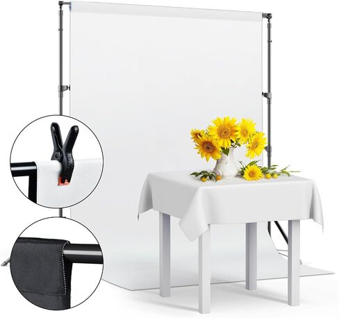 خلفية UTEBIT باللونين الأبيض والأسود، 5 * 6.5FT 2 في 1 خلفية شاشة سوداء/بيضاء مزدوجة الجوانب للتصوير الفوتوغرافي مع 4 مشابك زنبركية، ستارة خلفية للصور ليوتيوب/الفيديو/التلفزيون in Saudi Arabia