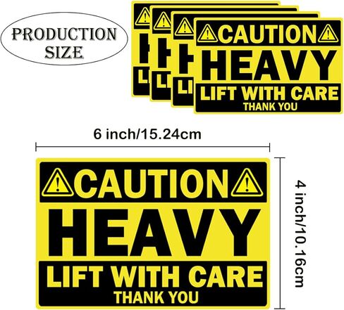 ملصقات تحذير للشحن الثقيل مقاس 4x6 بوصة، 100 قطعة من ملصقات الرفع الثقيلة الصفراء مع ملصقات تحذيرية للعناية الثقيلة، ملصق منصة نقالة للمستودعات الخاصة للشحن والتعبئة (4x6) in Kuwait