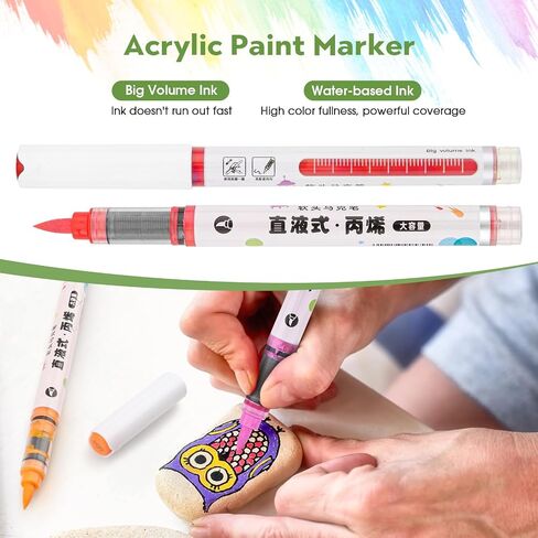 TWOHANDS Acrylic Paint Markers,24 Colours Brush Paint Pens for Rock Painting,Stones,Ceramic,Glass,Pebbles,Fabric,21717 in Saudi Arabia