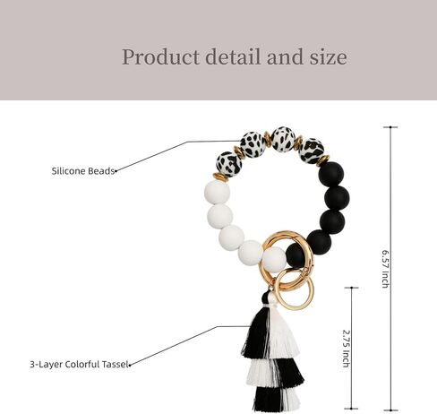 Silicone Key Ring Bracelet Beaded keychain Wristlet Beaded Bangle Wristlet Keychain House Car Keys for Women in Saudi Arabia