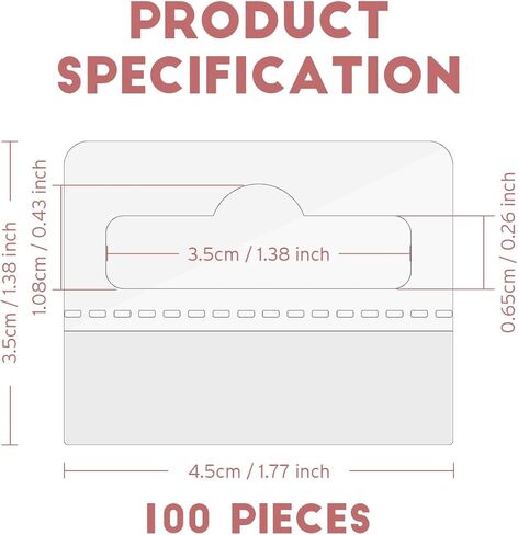 1.37 × 1.77 بوصة علامات تعليق لاصقة ذاتية اللصق معلقة فتحة بلاستيكية خطاف واضح لمتجر البيع بالتجزئة عرض عناصر البيع مكتب المنزل 100 قطعة in Kuwait
