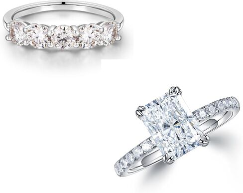 MOOSEA Radiant Cut Moissanite Rings for Women and 5 Stone Moissanit Wedding Bands for Women in Saudi Arabia