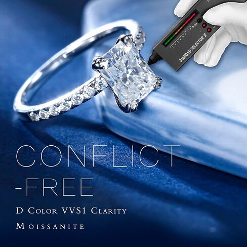 MOOSEA Radiant Cut Moissanite Rings for Women and 5 Stone Moissanit Wedding Bands for Women in Saudi Arabia