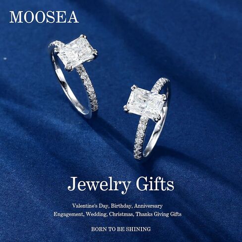 MOOSEA Radiant Cut Moissanite Rings for Women and 5 Stone Moissanit Wedding Bands for Women in Saudi Arabia