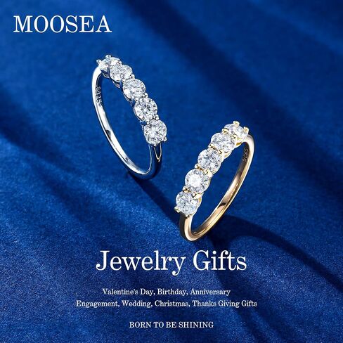 MOOSEA Radiant Cut Moissanite Rings for Women and 5 Stone Moissanit Wedding Bands for Women in Saudi Arabia