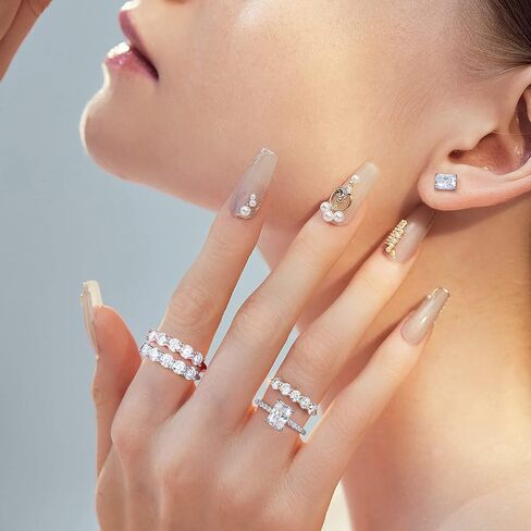 MOOSEA Radiant Cut Moissanite Rings for Women and 5 Stone Moissanit Wedding Bands for Women in Saudi Arabia