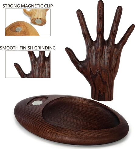 Wood Wedge Earring Holder Organizer, Jewelry Organizer with Hand-Shaped Stand for rings, watches, necklace, clearance items, Gift Wife Anniversary Birthday Graduation, 8,5''x8,8'' (Natural) in Saudi Arabia