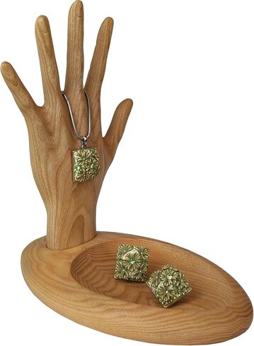 Wood Wedge Earring Holder Organizer, Jewelry Organizer with Hand-Shaped Stand for rings, watches, necklace, clearance items, Gift Wife Anniversary Birthday Graduation, 8,5''x8,8'' (Natural) in Saudi Arabia