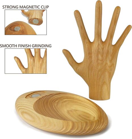Wood Wedge Earring Holder Organizer, Jewelry Organizer with Hand-Shaped Stand for rings, watches, necklace, clearance items, Gift Wife Anniversary Birthday Graduation, 8,5''x8,8'' (Natural) in Saudi Arabia